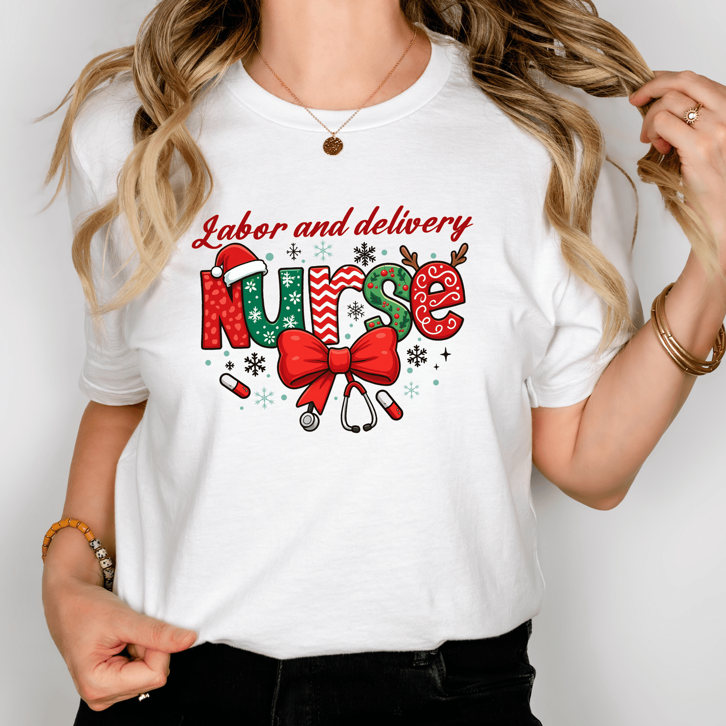 Labor and Delivery Nurse Christmas Shirt – Funny Holiday Nurse Tee for L&D Nurses, OB Staff & Healthcare Workers | Festive Medical Christmas Gift