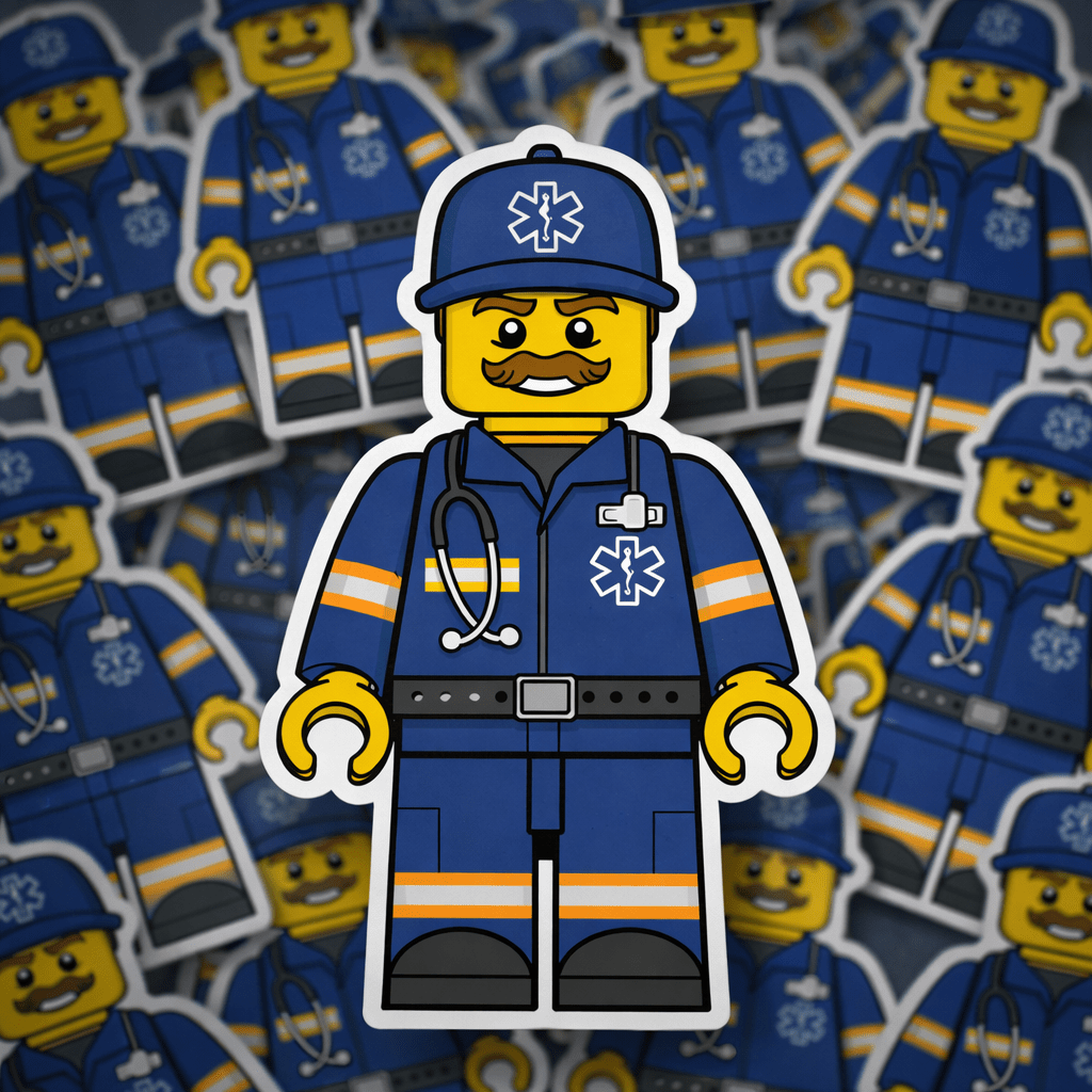 Lego Style Paramedic Sticker – Cute EMS Decal – EMT Gift for First Responder, Ambulance Medic, EMS Graduation – Vinyl Water Bottle Sticker