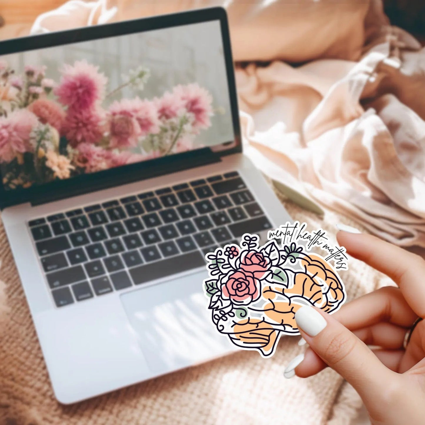 Mental Health Matters Brain Die-Cut Sticker – Inspirational Healthcare Sticker for Mental Health Awareness