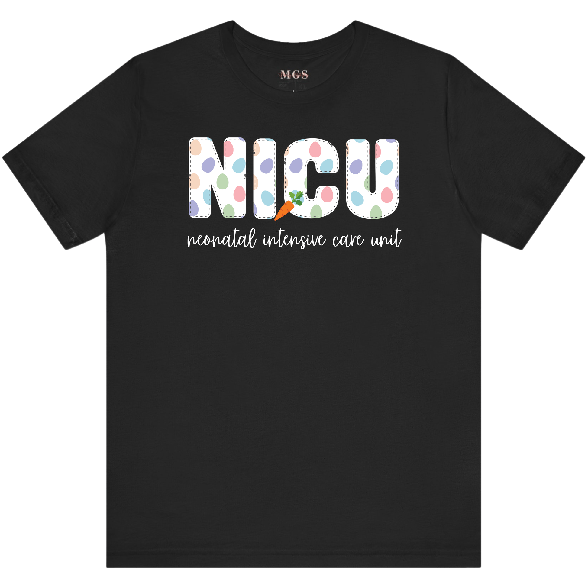 Neonatal Intensive Care Unit (NICU) Easter Tee – Festive Healthcare Shirt for NICU Nurses & Staff Black