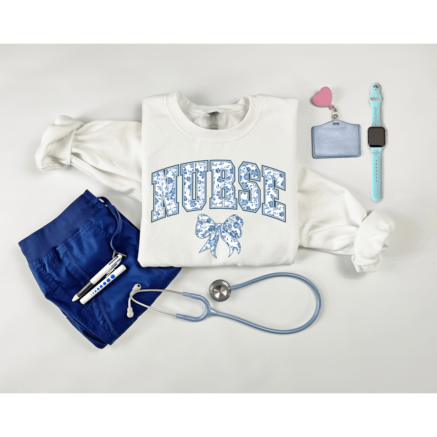 Nurse Chinoiserie Coquette Bow Sweater Women’s Sweater – Stylish Healthcare Apparel for Nurse