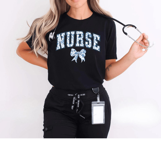 Nurse Chinoiserie Coquette Bow Sweater Women’s T-Shirt – Stylish Healthcare Apparel for Nurses