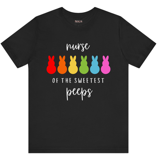 Nurse of the Sweetest Peeps Medical Easter Tee – Cute & Festive Healthcare Shirt for Nurses Black