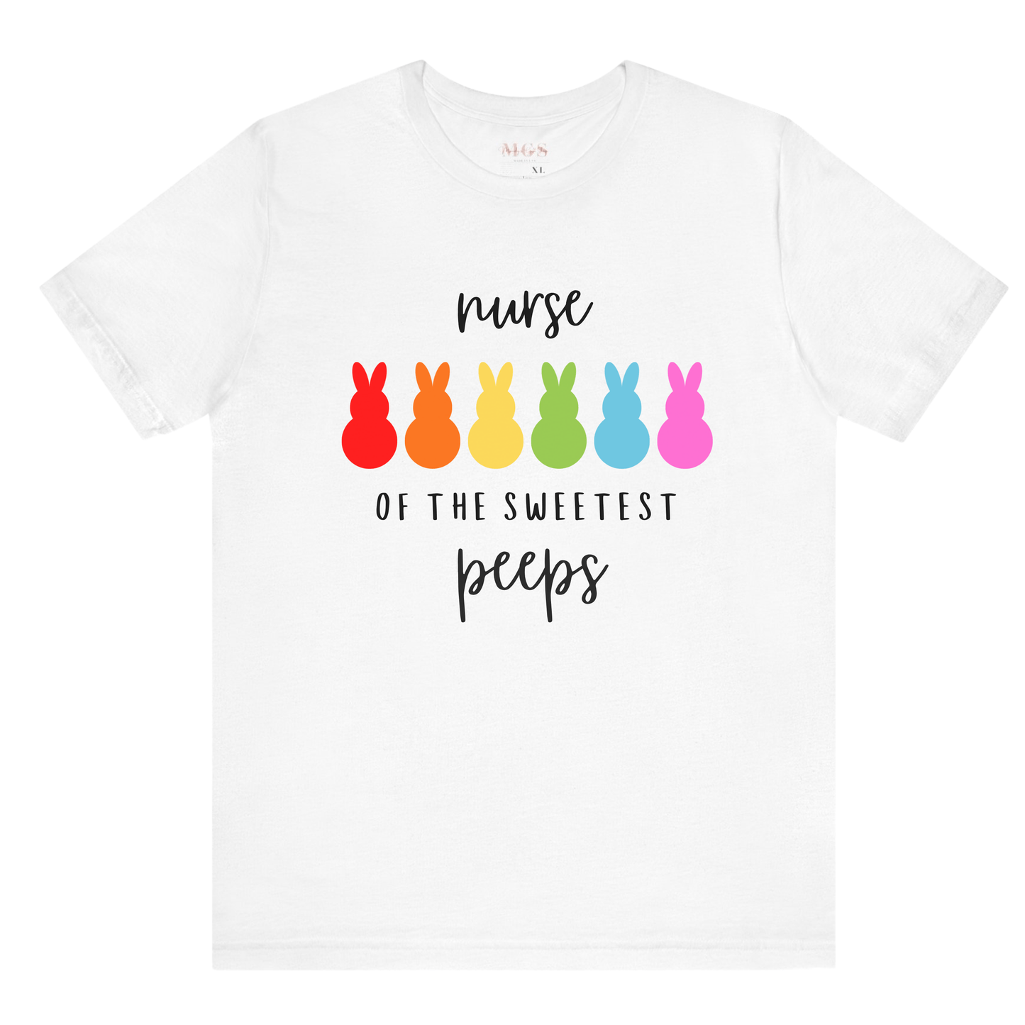 Nurse of the Sweetest Peeps Medical Easter Tee – Cute & Festive Healthcare Shirt for Nurses White