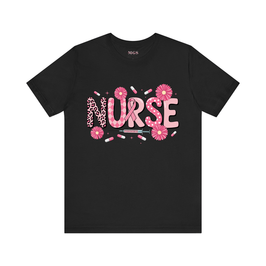 Nurse Pink Ribbon Long Sleeve Shirt – Cute Breast Cancer Awareness Nursing Tee Short