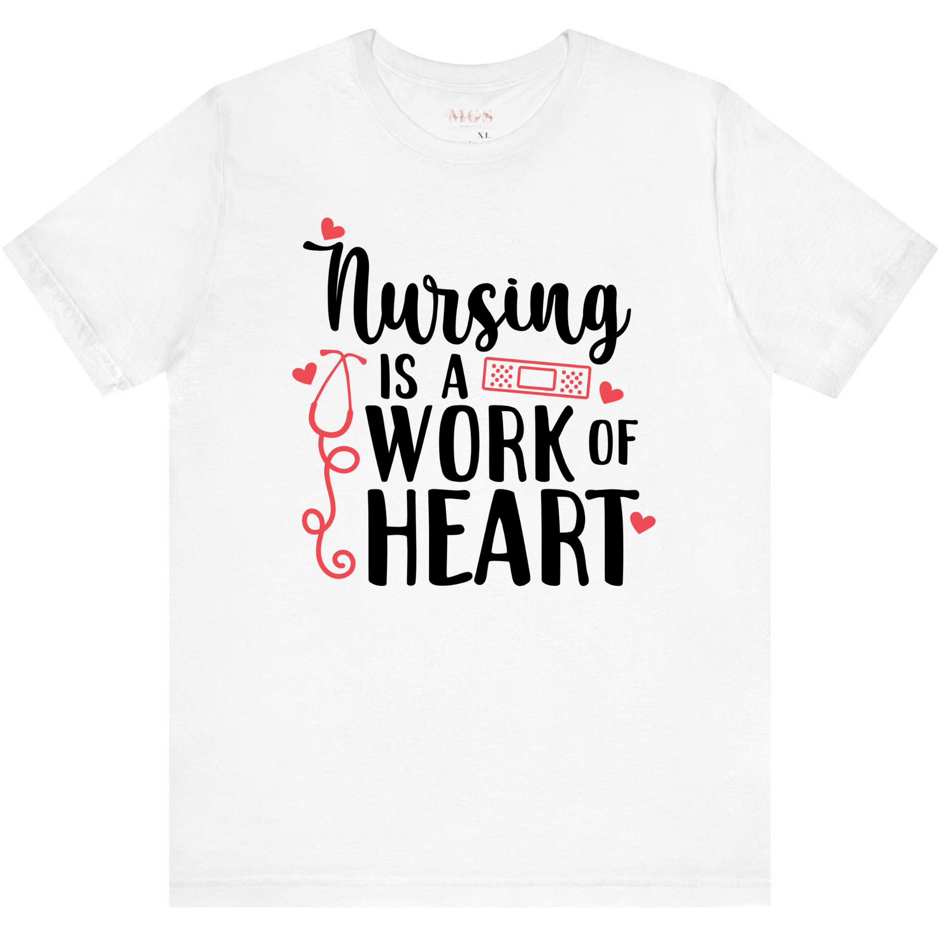 Nursing Is A Work of Heart Women’s Adult T-Shirt – Inspirational Healthcare Apparel for Nurses
