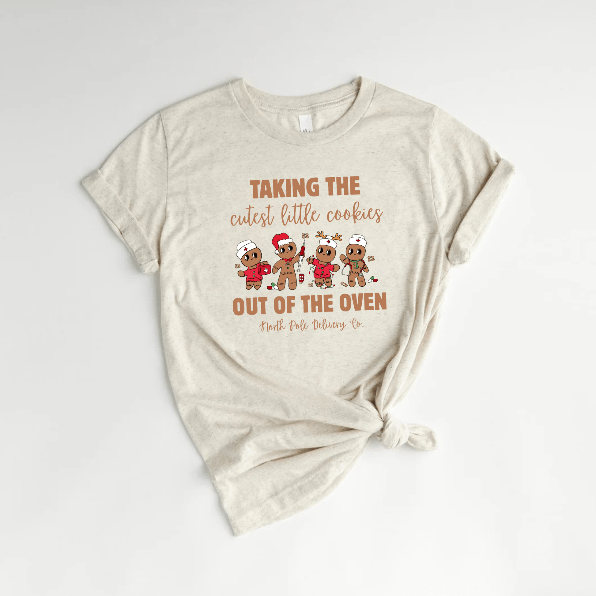 OB Nurse Christmas Shirt – Taking the Cutest Little Cookies Out of the Oven | Labor & Delivery Holiday Tee| North Pole Delivery Co