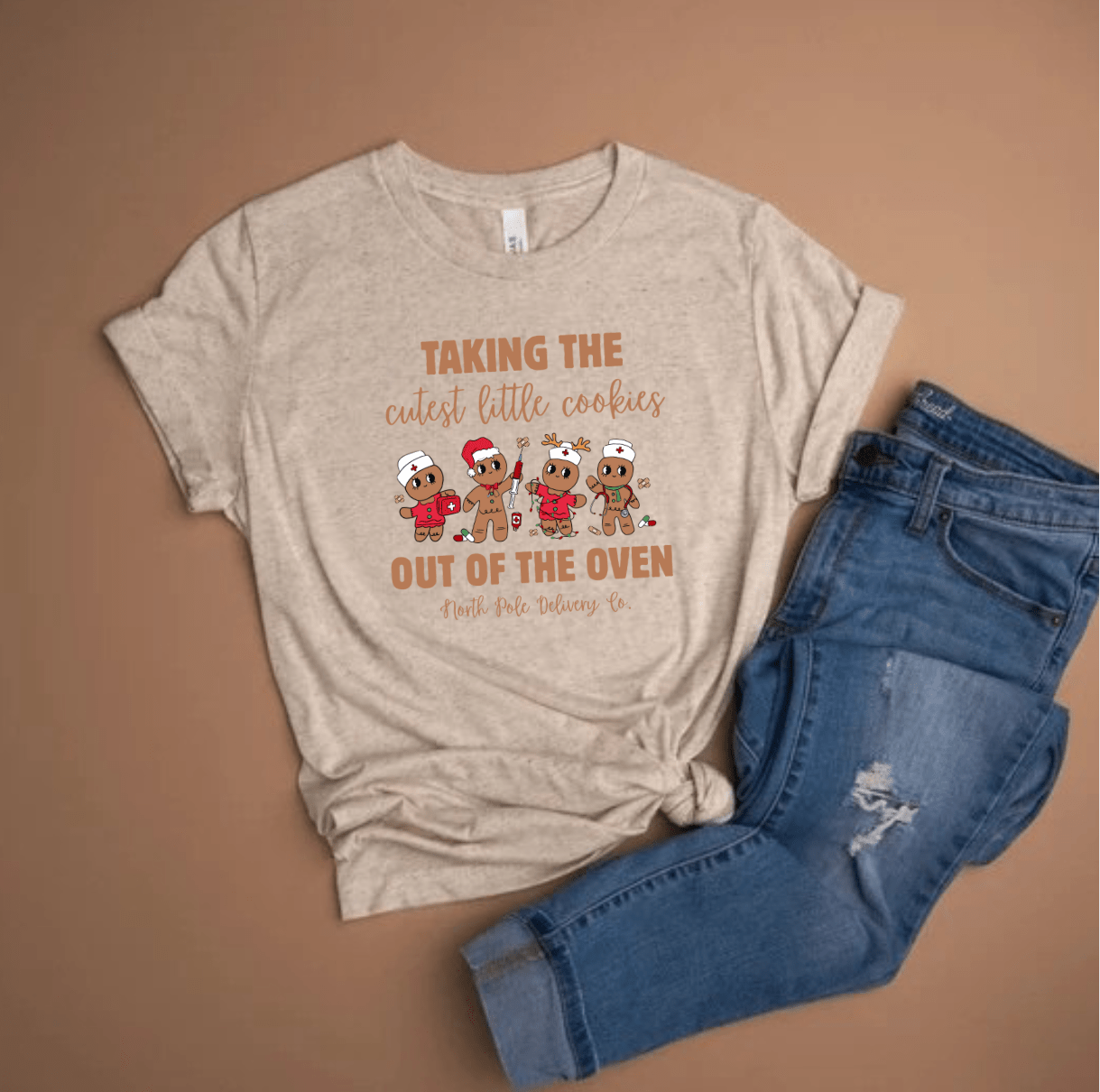 OB Nurse Christmas Shirt – Taking the Cutest Little Cookies Out of the Oven | Labor & Delivery Holiday Tee| North Pole Delivery Co