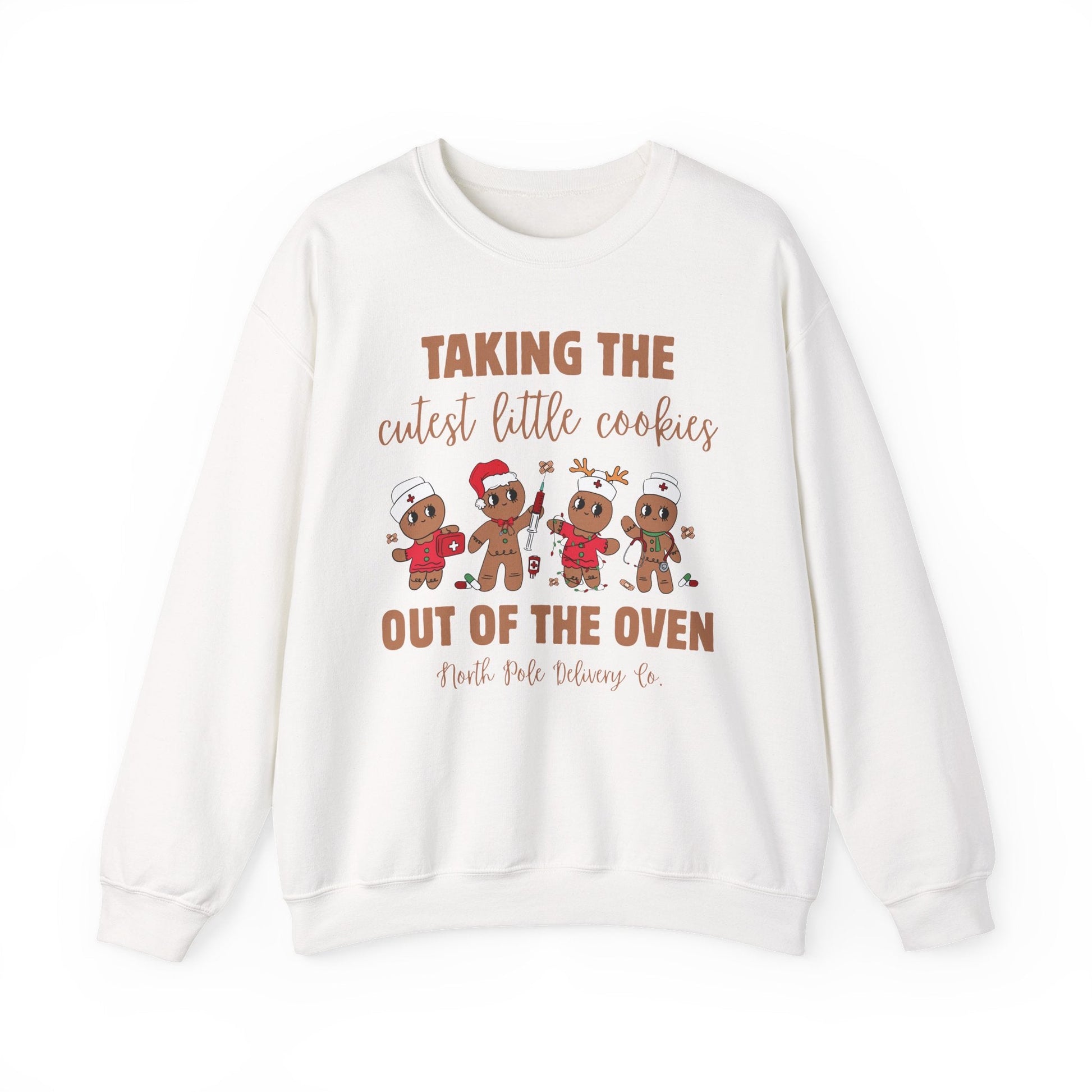 OB Nurse Christmas Sweatshirt – Taking the Cutest Little Cookies Out of the Oven | Labor & Delivery Holiday Crewneck | North Pole Delivery Co