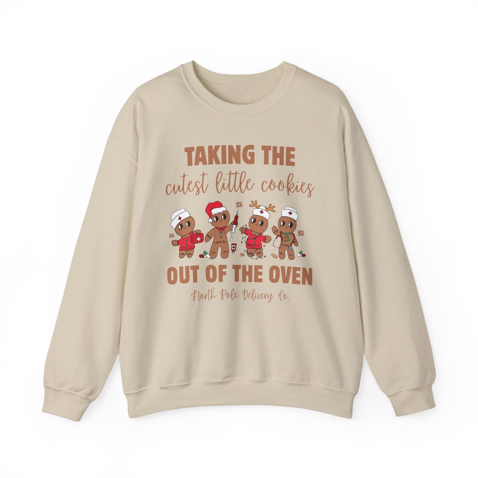 OB Nurse Christmas Sweatshirt – Taking the Cutest Little Cookies Out of the Oven | Labor & Delivery Holiday Crewneck | North Pole Delivery Co