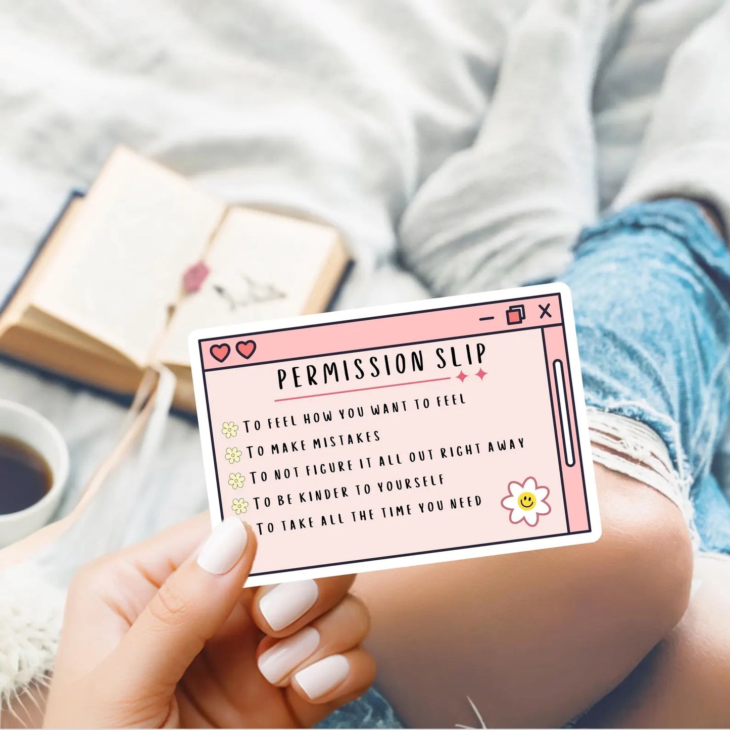 Permission Slip Mental Health Die-Cut Stickers – Supportive & Inspirational Healthcare Decals