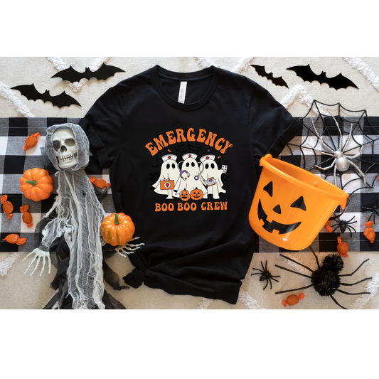 Emergency Boo Boo Crew Halloween Nurse Shirt – Cute Ghost Medical Team Tee for Nurses, EMTs, and Healthcare Workers