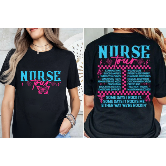 Nurse Tour Shirt – Funny Rock Concert-Inspired Nursing Tee for RNs, CNAs, and Healthcare Workers