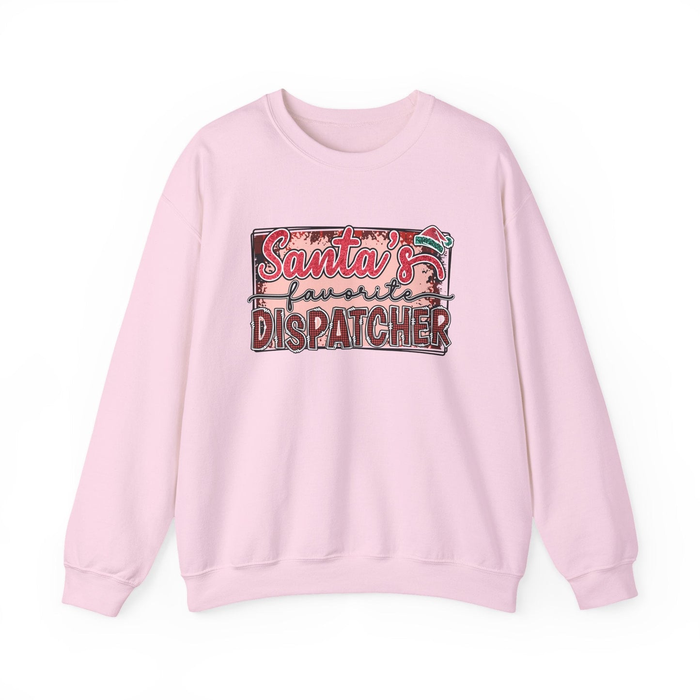 Santa’s Favorite Dispatcher Christmas Crewneck Sweatshirt Light Pink Long
