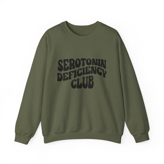 Serotonin Deficiency Club Women’s Sweater – Cozy Mental Health Awareness Apparel for Healthcare Professionals Military Green