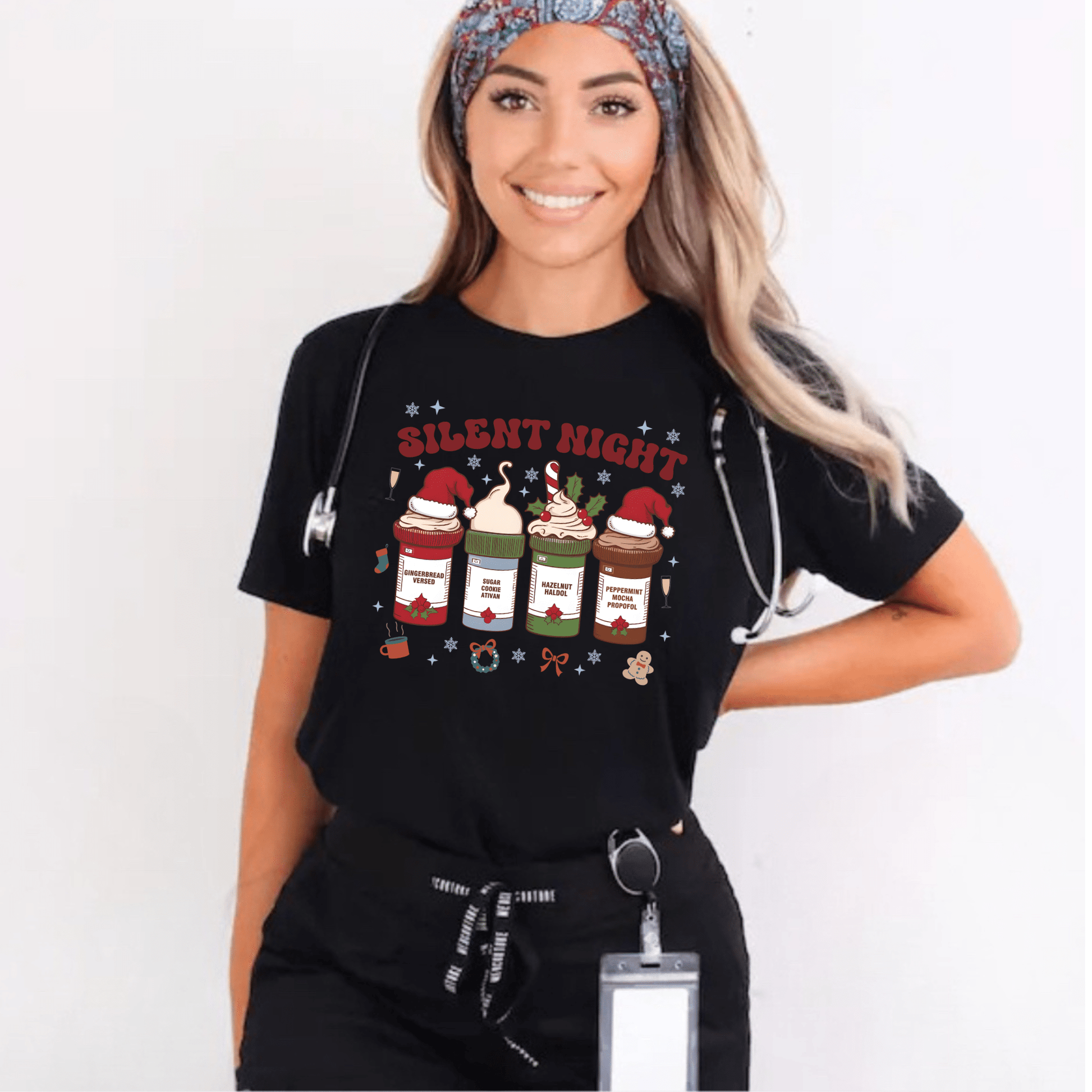 Silent Night Nurse Shirt – Funny Sedative Medication Tee for Healthcare Workers, Pharmacists & Medical Staff | Christmas Medical Humor Gift