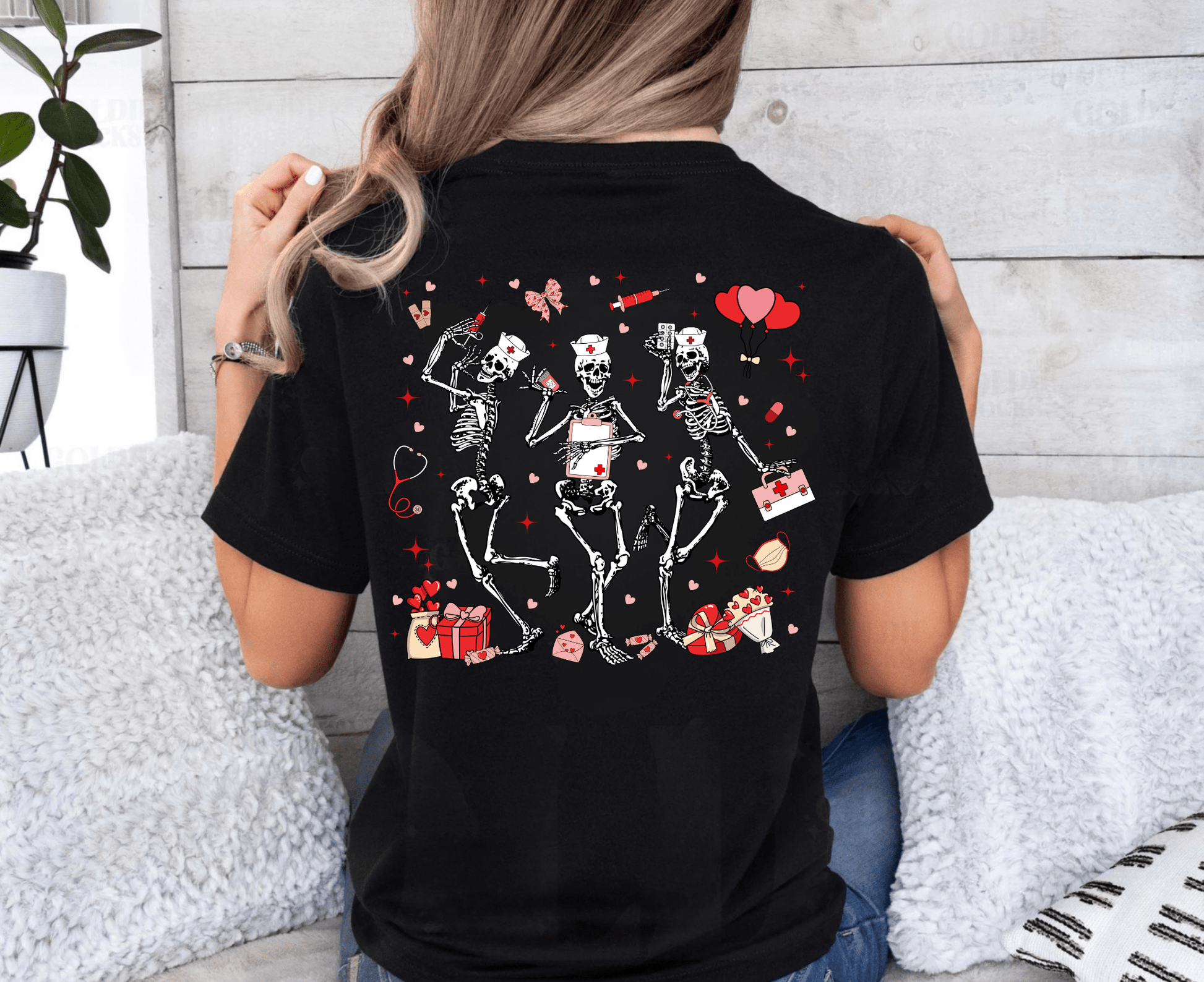 Skeleton ER Nurse Valentine’s Day T-Shirt – Spooky & Fun Healthcare Apparel for ER Nurses