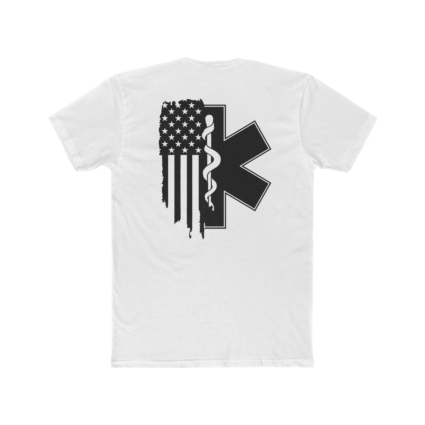 Star of Life EMS Shirt – EMT Paramedic American Flag First Responder Apparel White