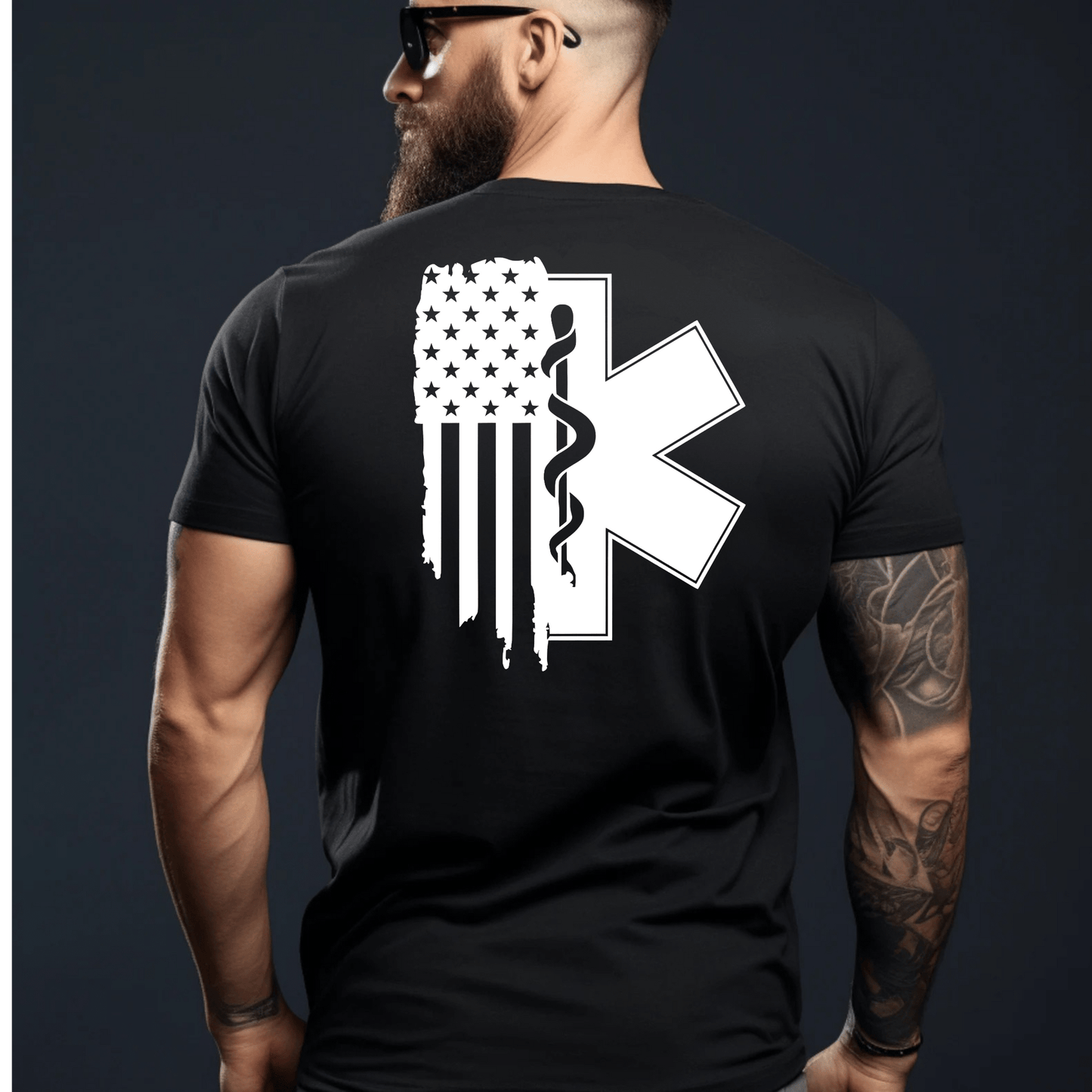 Star of Life EMS Shirt – EMT Paramedic American Flag First Responder Apparel Black