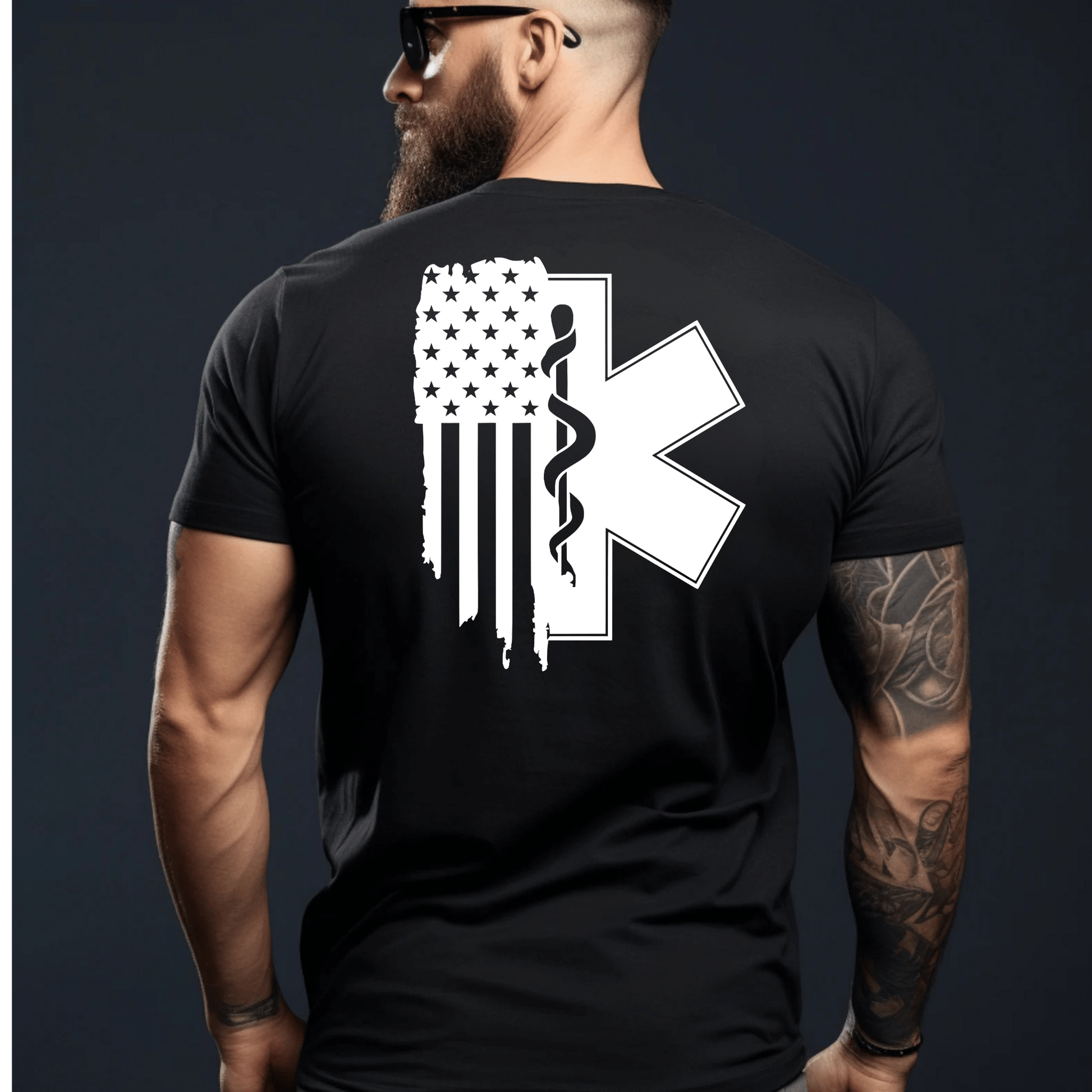 Star of Life EMS Shirt – EMT Paramedic American Flag First Responder Apparel Black