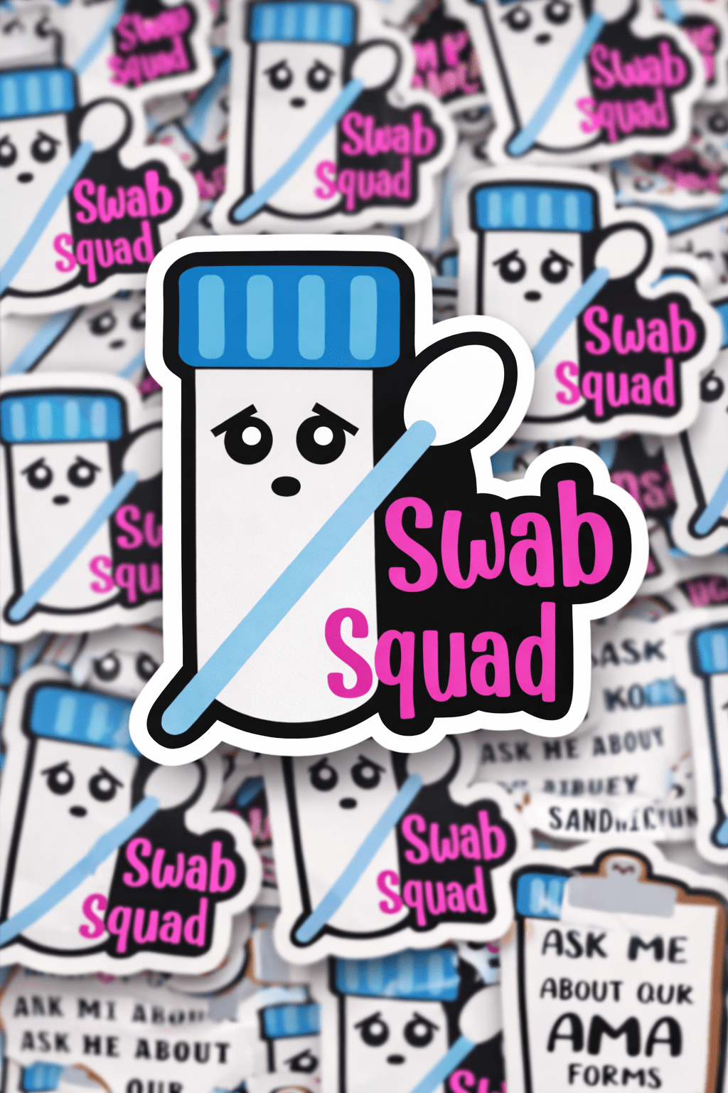 Swab Squad – Funny Medical & Nurse Humor Vinyl Sticker, COVID Testing, Lab Tech, or Healthcare Worker Gift