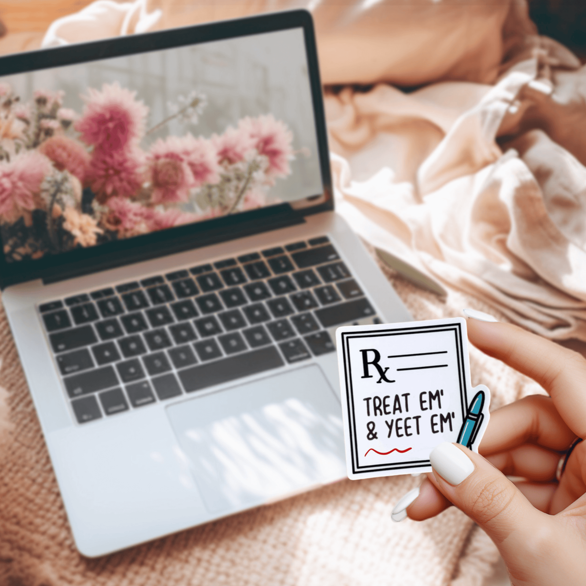 Treat ‘Em & Yeet ‘Em Die-Cut Sticker – Funny Healthcare Sticker for Nurses & Medical Professionals