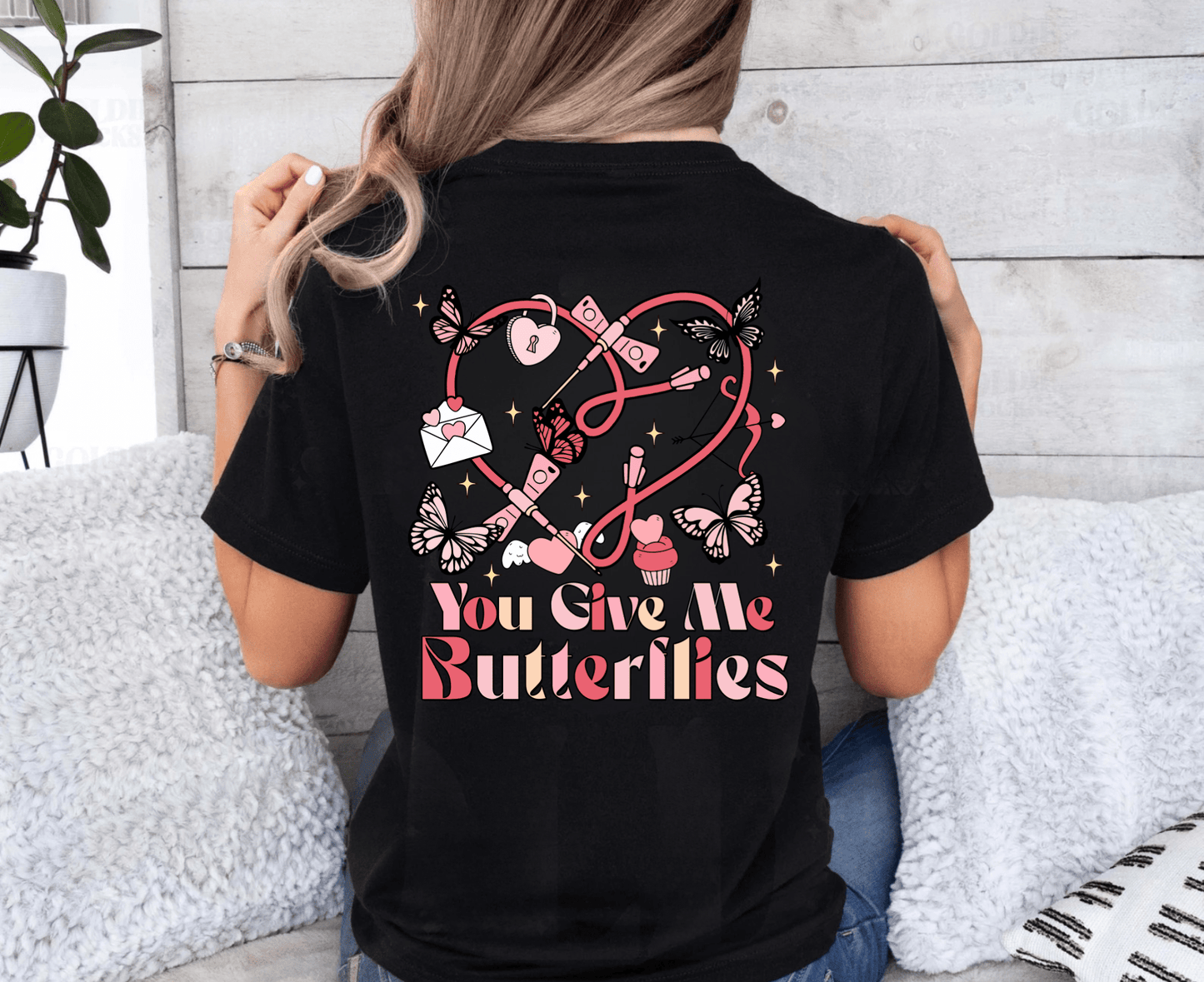 You Give Me Butterflies Valentine’s Day T-Shirt – Sweet & Playful Healthcare Valentine’s Apparel