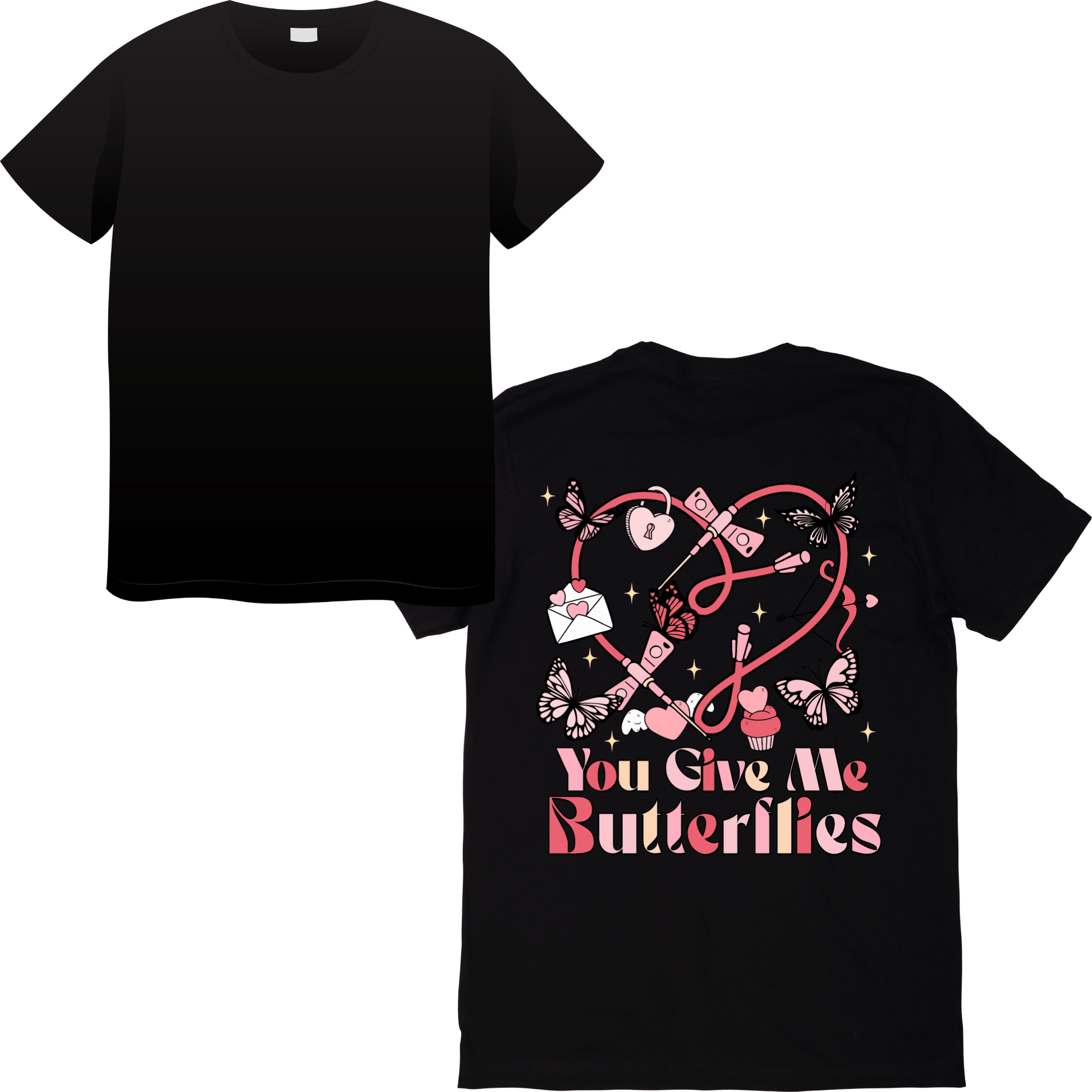 You Give Me Butterflies Valentine’s Day T-Shirt – Sweet & Playful Healthcare Valentine’s Apparel